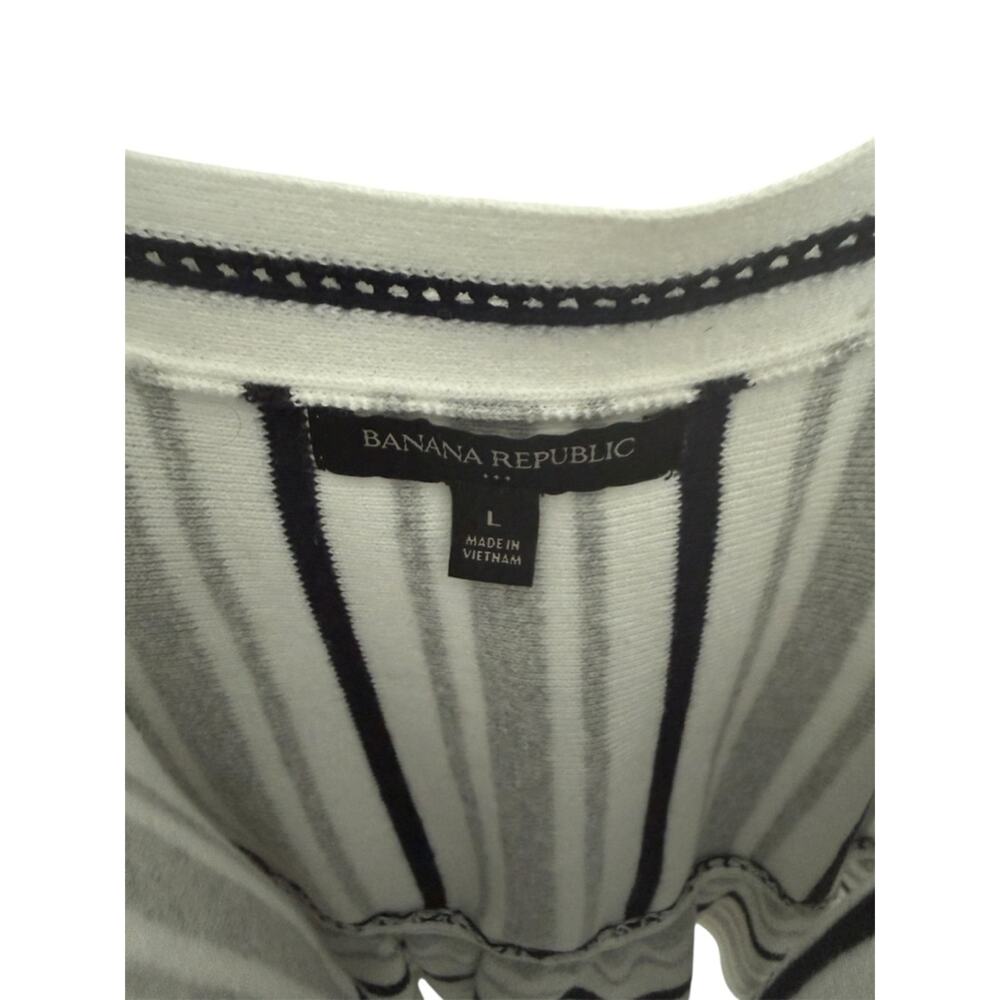 Neutral Striped Peplum Tank Black White Gray Knit Coastal Chic Summer Top - Picture 3 of 5